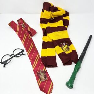 Harry Potter Gryffindor Scarf Wand Fake Glasses Costume Accessories Halloween